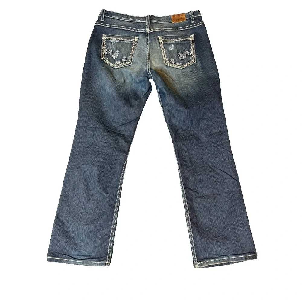 BKE Jeans Womens 31x29.5 Blue Denim Drew Bootcut Stretch Western Distressed Dark